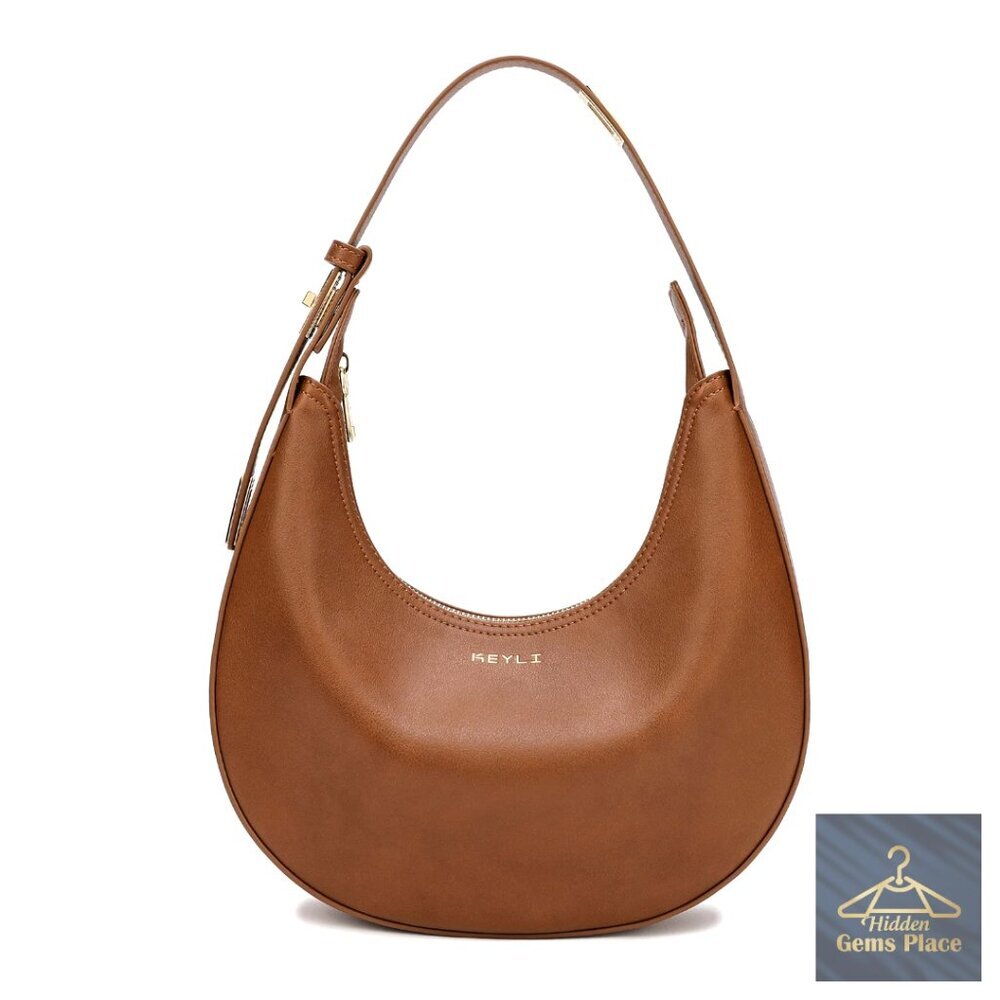 Medium PU Leather Shoulder Bag with Adjustable Strap, Zip Closure, Large - Picture 1 of 7